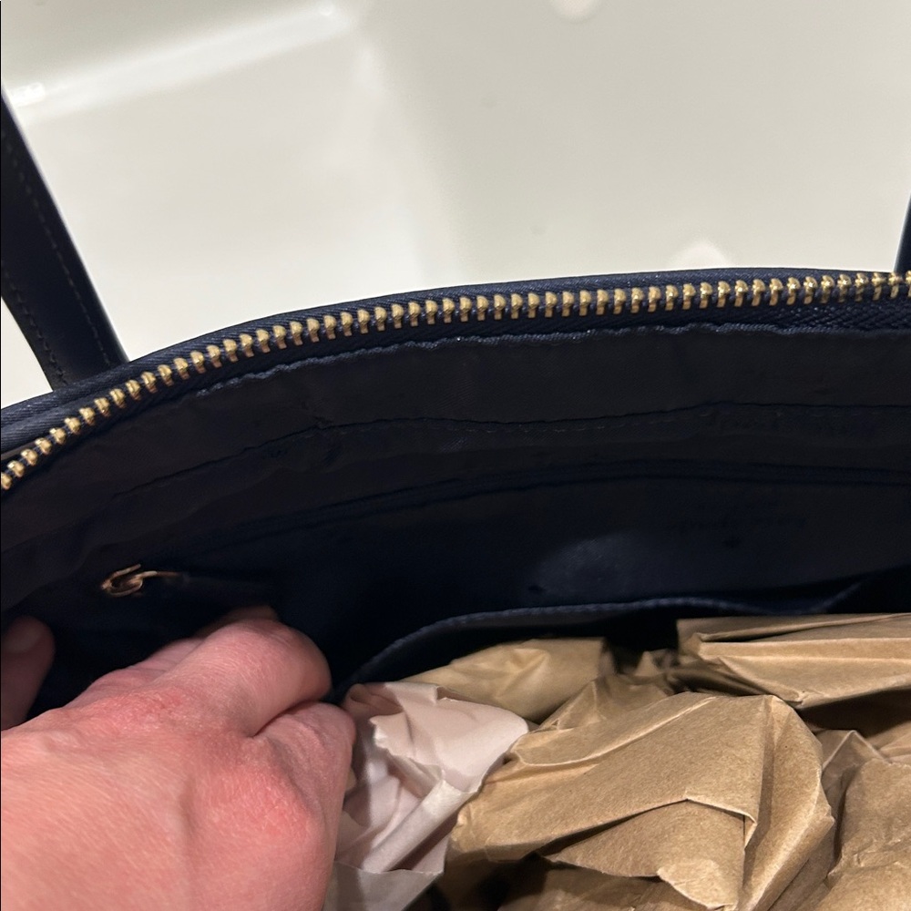 kate spade New York Navy and White Striped Satchel - Picture 6 of 6